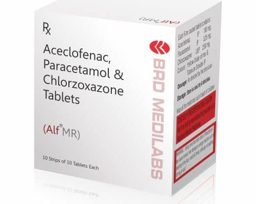 Aceclofenac 100mg, Paracetamol 325mg, Chlorzoxazone 250mg